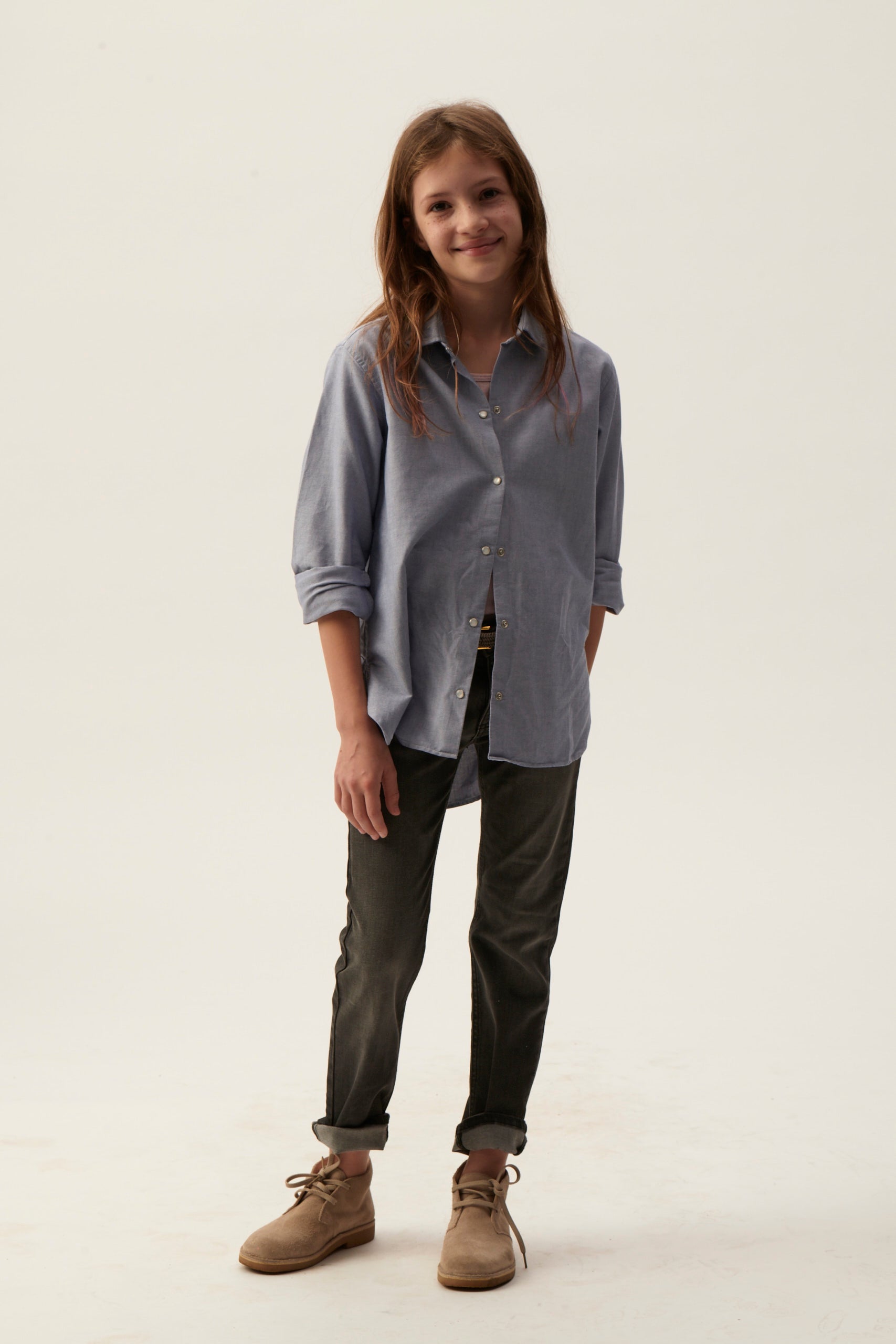 Girls Shirt `Othilia ´Blue Oxford-Cotton-1