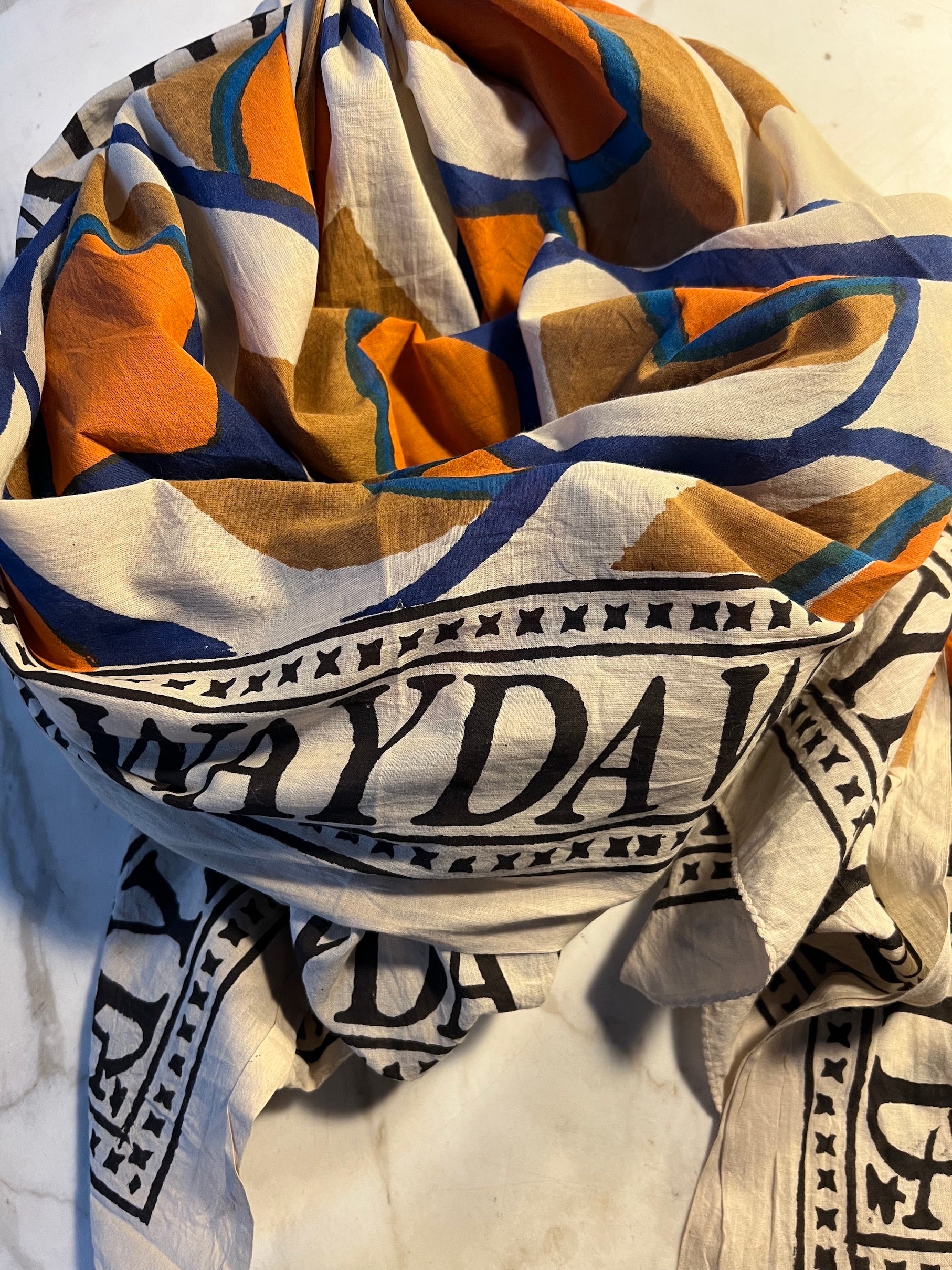 NEUES INDIA BOHO TUCH: `PEACOCK ORANGE´ -4